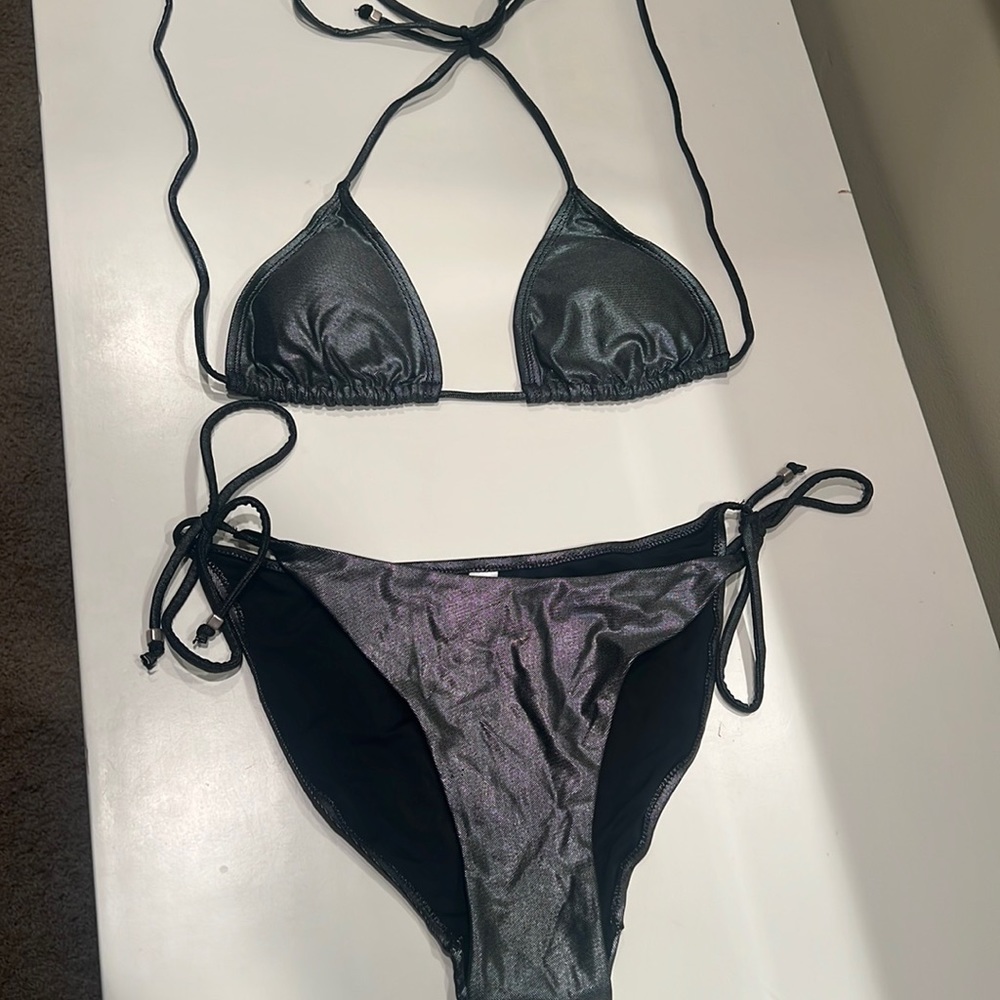 Grey metallic Jennyfer bikini! Size L